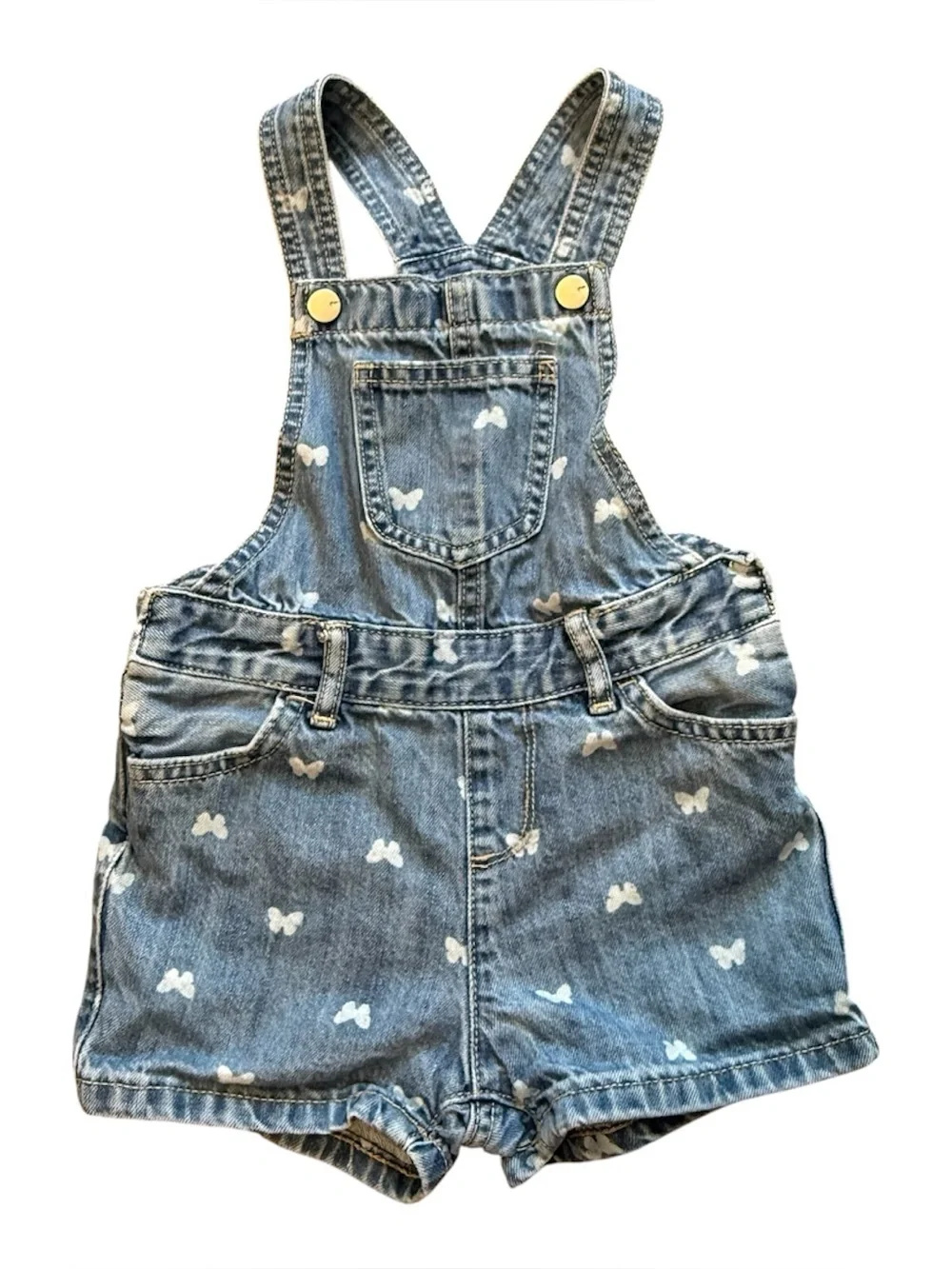 The Children’s Place Girls Denim Overalls 4T Butterfly Print Jean Overalls